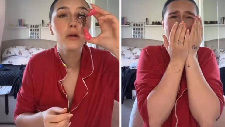 Makyaj videoları çekerken kirpiklerini kaybetti