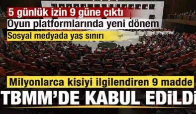 Milyonlarca kişiyi ilgilendiren 9 madde TBMM’de kabul edildi!