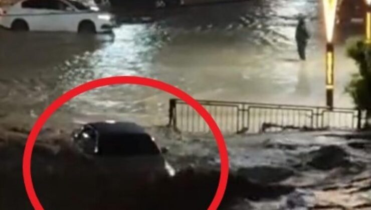 Sel faciasının yeni görüntüleri: İki kişiye mezar olan otomobil böyle sürüklenmiş