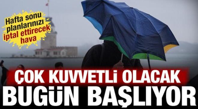 Türkiye’ye hafta sonu uyarısı: Kuvvetli yağış ve fırtına vuracak! Bugün başlıyor…