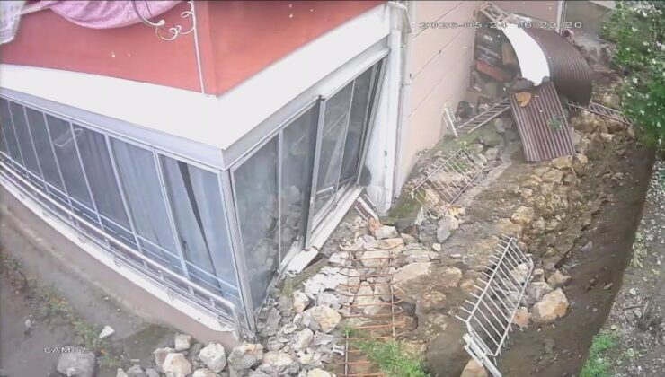 Amasya’da istinat duvarı çöktü