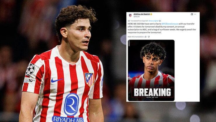 Atletico Madrid’den Julian Alvarez iddiaları için göndermeli paylaşım: ‘4 bilet ve 1 paket çekirdek’