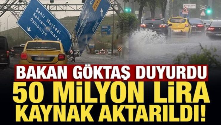 Bakan Göktaş: Gaziantep’teki sel felaketinin ardından 50 milyon lira kaynak aktardık