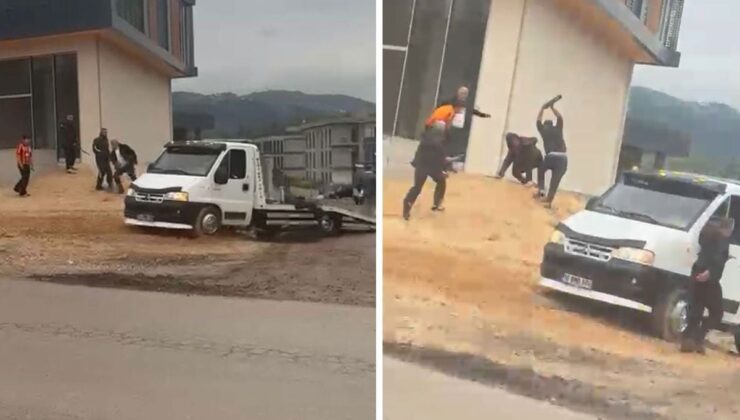 Çekiciyi önce üzerlerine sürdü, sonra sopayla saldırdı