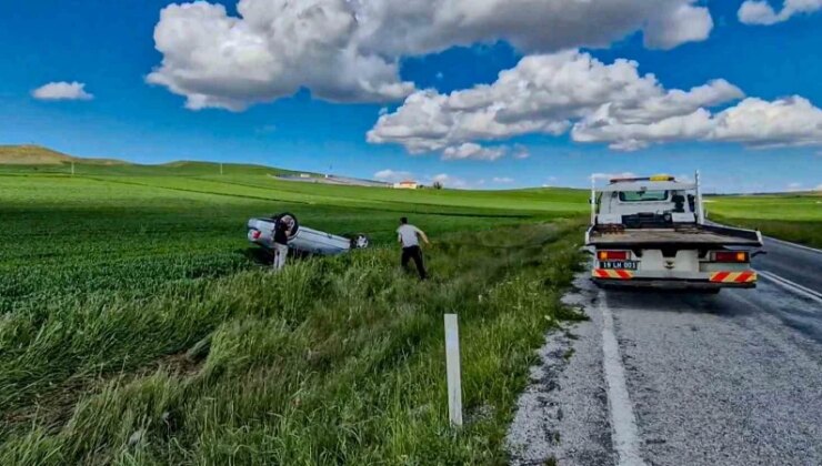 Çorum’da otomobil takla attı: Sürücü yara almadı