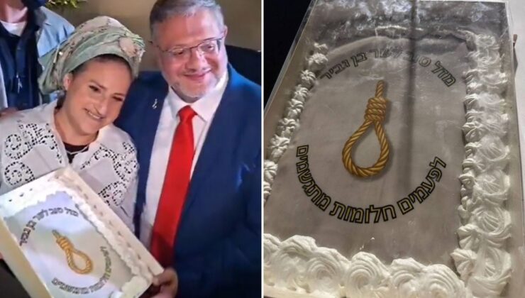 İsrailli bakanın doğum gününde skandal "urgan" pastası: Bazen hayaller gerçek olur