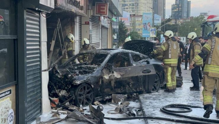 İstanbul’da lüks araç dükkana girdi: 2 yaralı