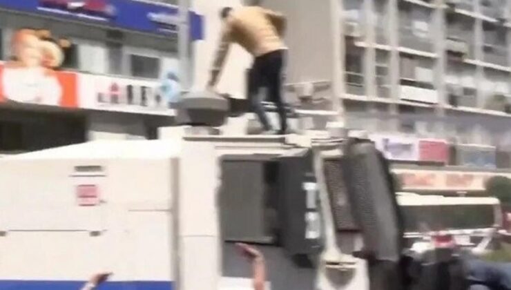 İzmir’de TOMA’ya çıkıp tekmelemişti: O şüpheli tutuklandı