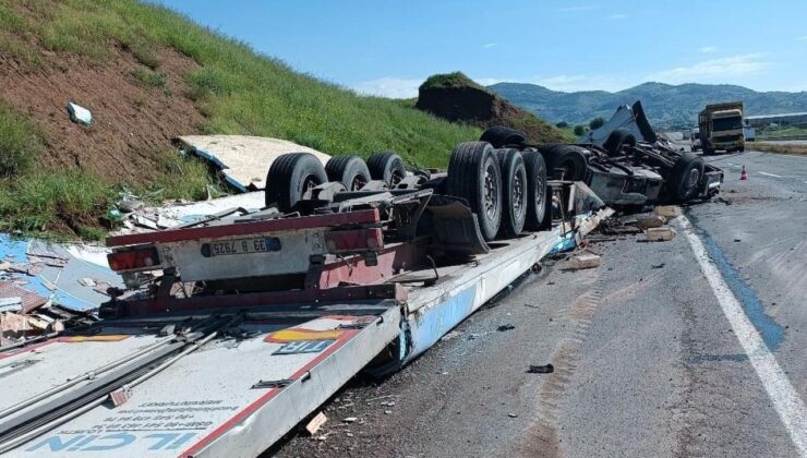 Kaza yapan tır ortalığı savaş alanına çevirdi