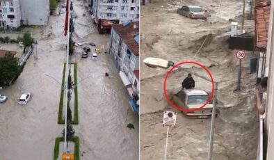 Samsun’da 10 dakikalık yağış sele yol açtı! Araçlar sürüklendi, evleri su bastı