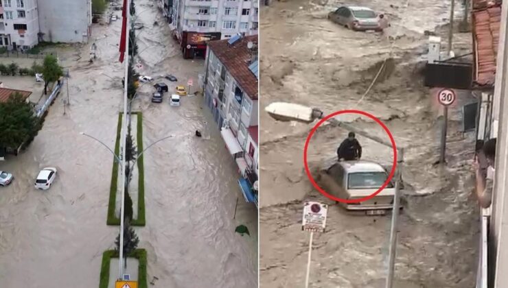 Samsun’da 10 dakikalık yağış sele yol açtı! Araçlar sürüklendi, evleri su bastı