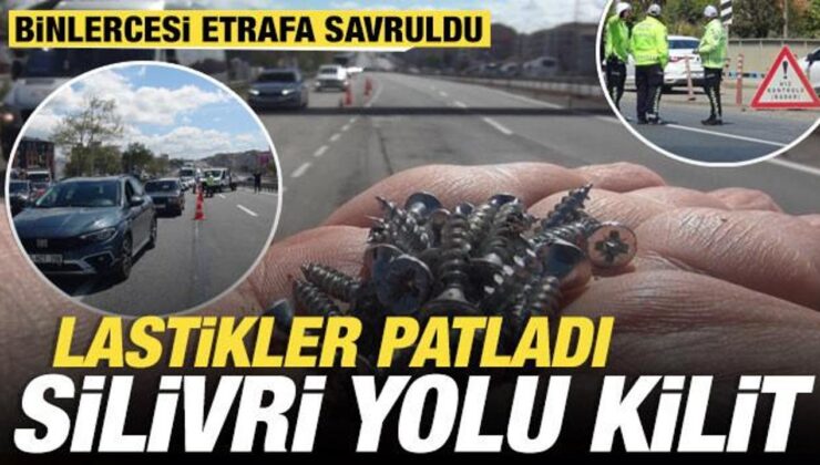 Silivri’de vida kabusu: Etrafa saçılan vidalar lastikleri patlattı, yol 2 saat kapandı