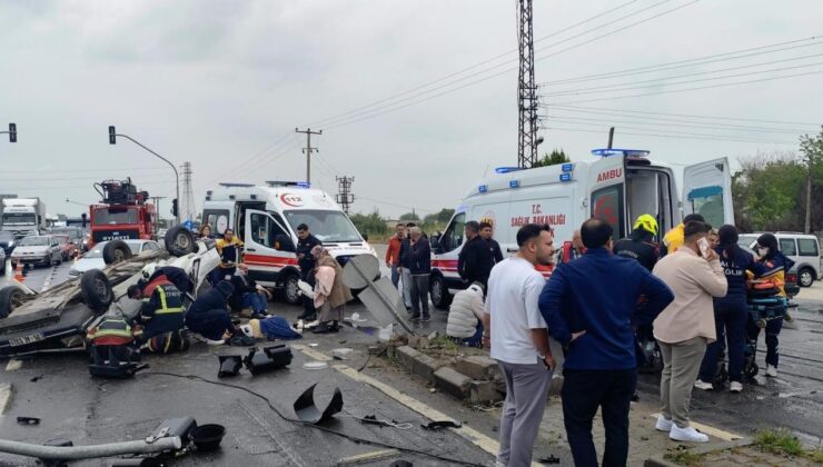 Takla atan otomobil ters döndü: 2’si çocuk 5 yaralı