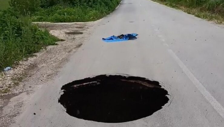 Tokat’ta sağanak nedeniyle yol çöktü