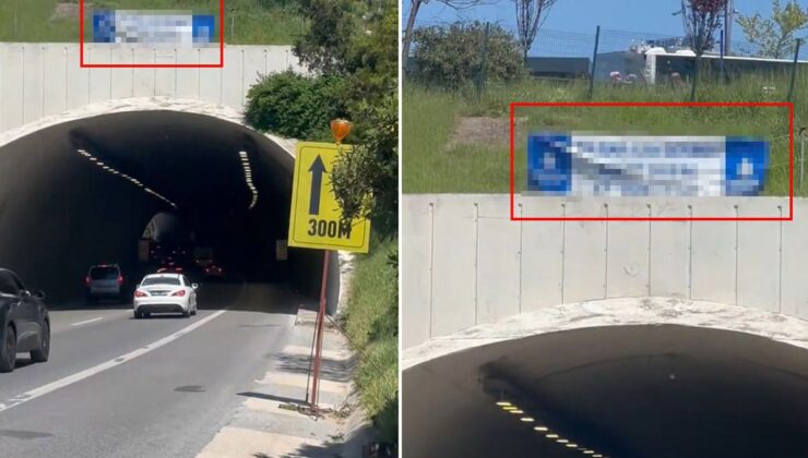 Tünel üzerine asılan yazıyı gösteren vatandaş, yazılan 20 TL’lik cezaya isyan etti