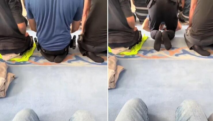 Vatandaş, önünde namaz kılan polisi kayda aldı: Düştüğü not bomba