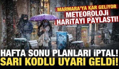Yarın dışarı çıkacaklar iki kez düşünün! Sarı kodlu uyarı: Marmara’ya kar geliyor