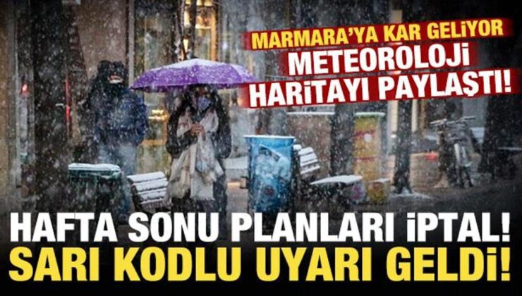 Yarın dışarı çıkacaklar iki kez düşünün! Sarı kodlu uyarı: Marmara’ya kar geliyor