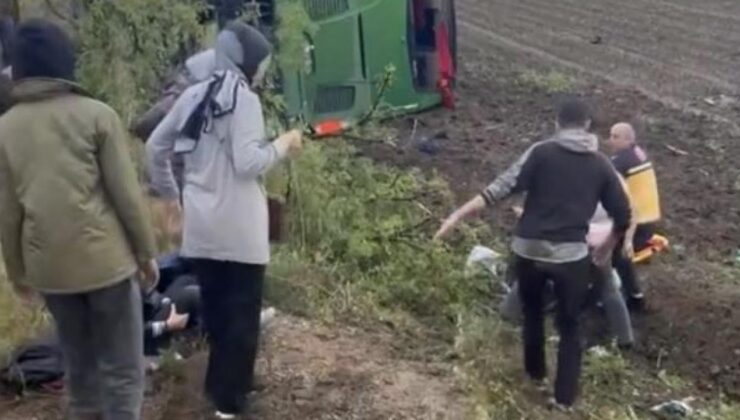 Yolcu otobüsü devrildi: Çok sayıda yaralı var