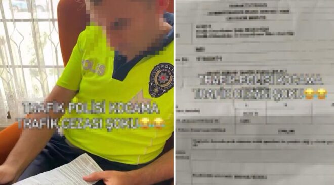 Meslektaşları affetmedi! Trafik polisi, eşinin yediği cezayı görünce şoke oldu